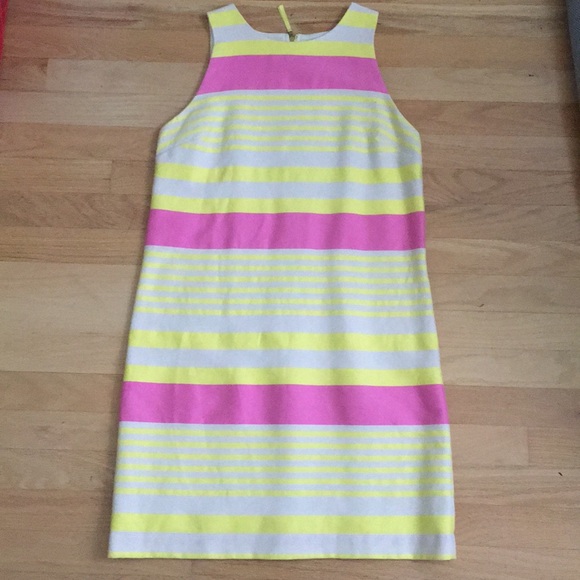 Loft Pink and Yellow Striped Shift Dress - Picture 2 of 5